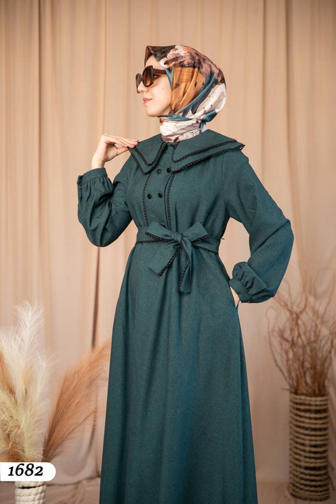 Yakalı kışlık elbise 1682
